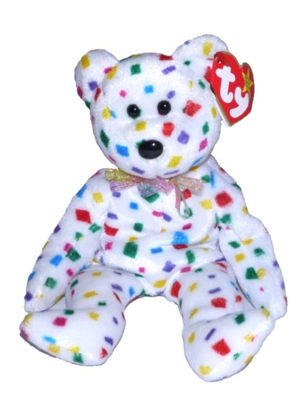 TY Beanie Babies TY2K rainbow bear stuffed plush approx 8" long PE pellets 1999